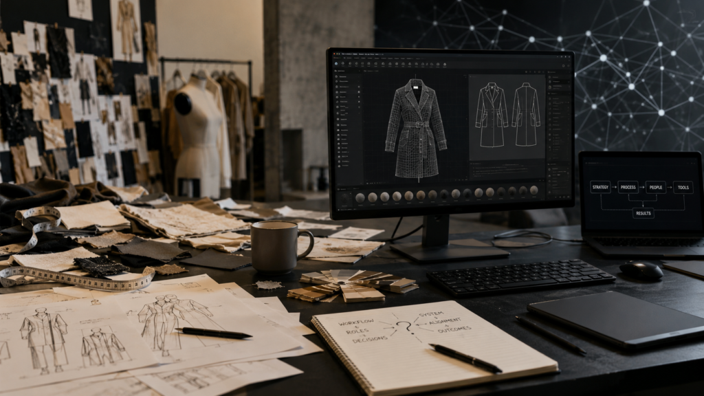Digital transformation in fashion product development with 3D design, digital workflows and connected product development systems