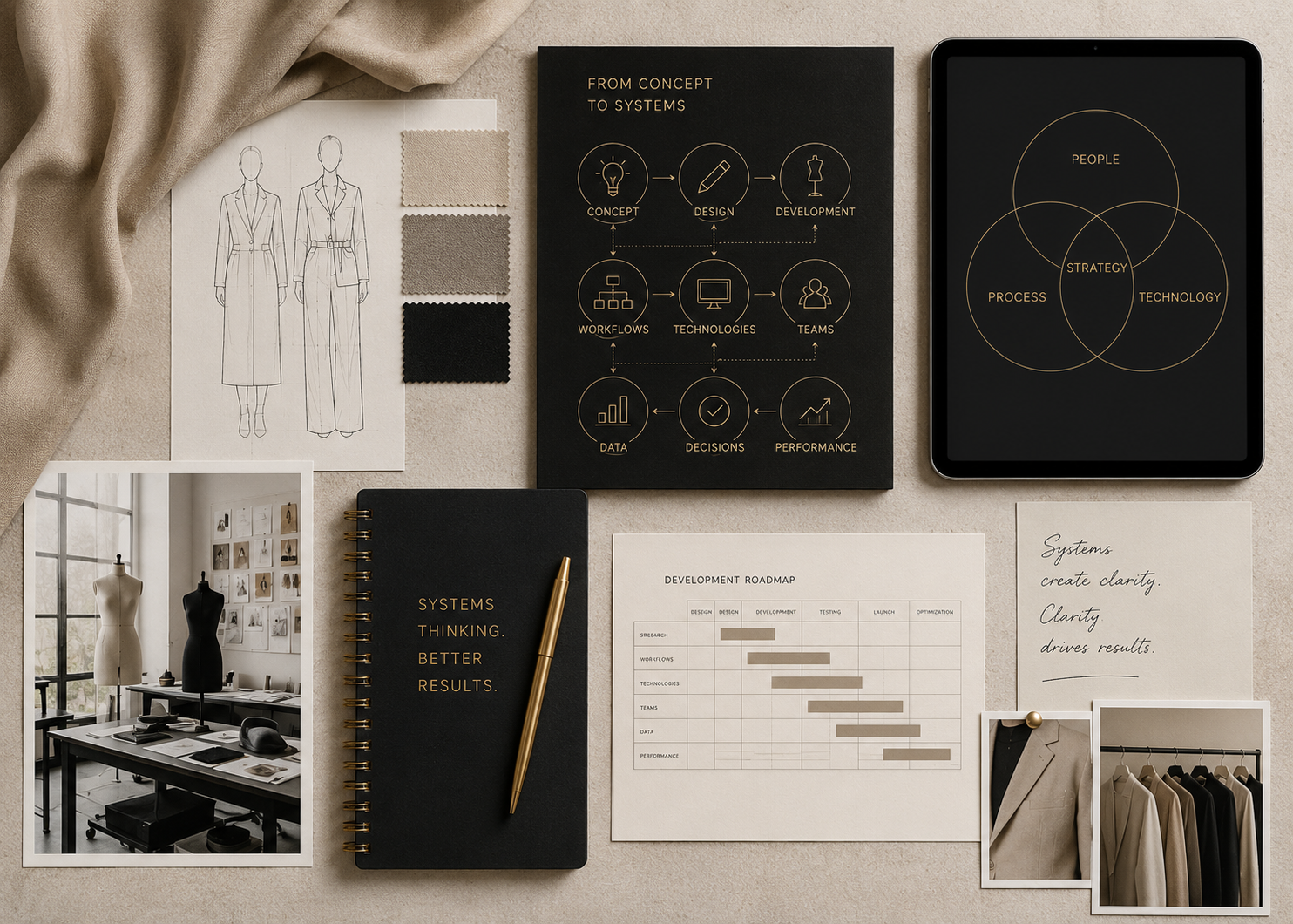 Fashion digital product development and systems strategy combining design, workflows, technology and teams